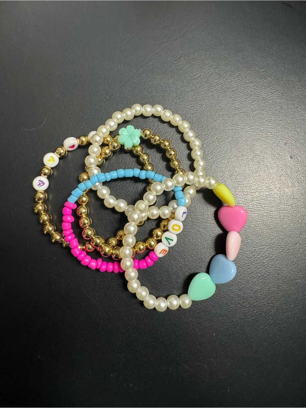 Kids Multi-Color Beaded Stretch Bracelet Set